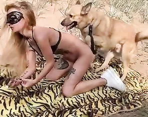 Sonya fucks a dog on the beach, Russian bestiality porn